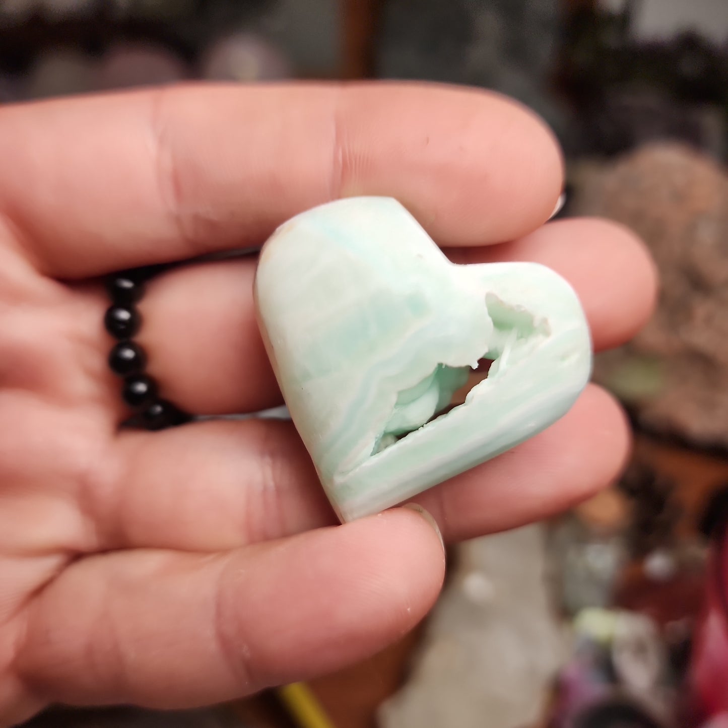 Blue Aragonite Druzy Heart