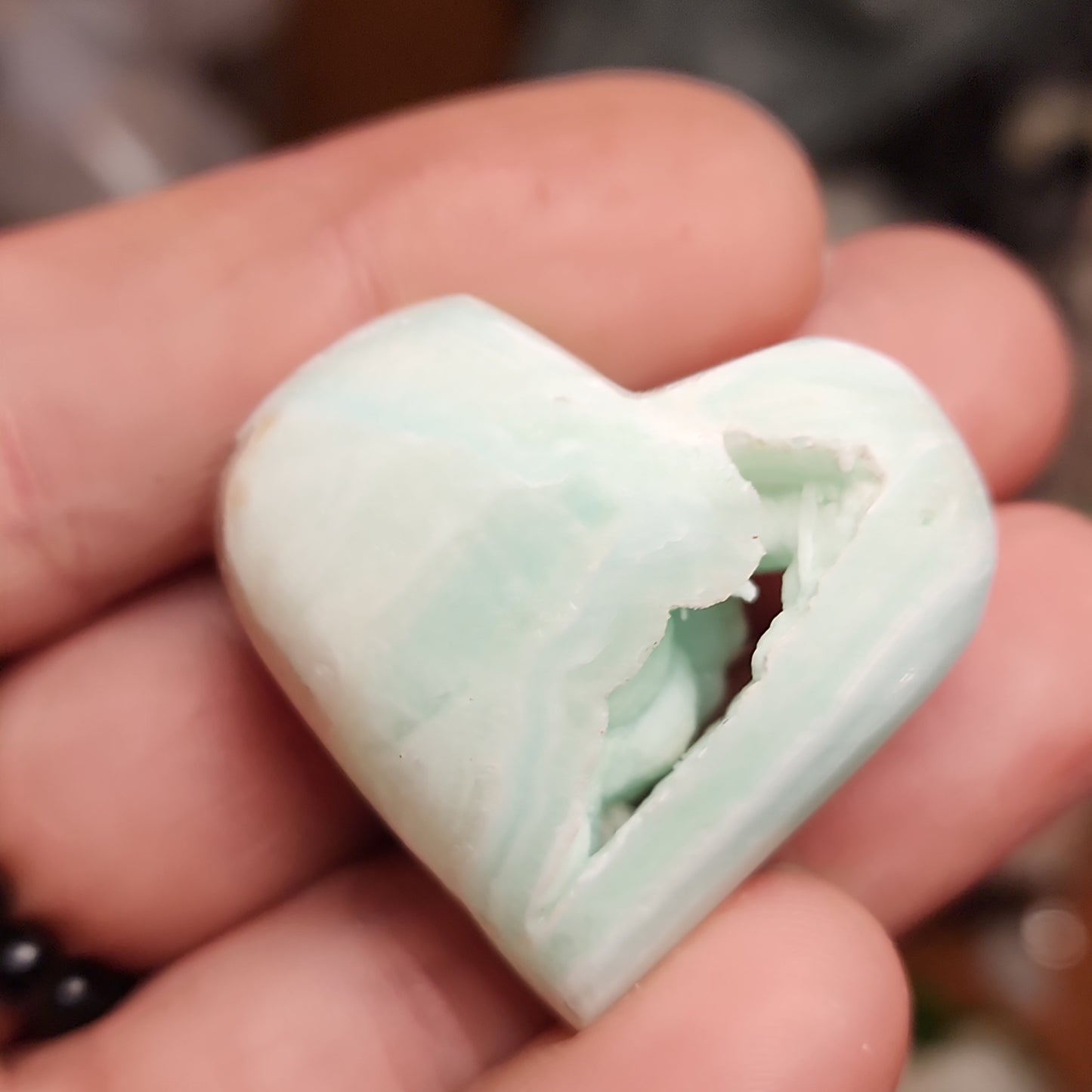 Blue Aragonite Druzy Heart