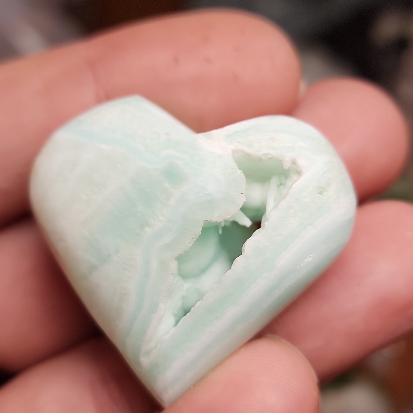 Blue Aragonite Druzy Heart