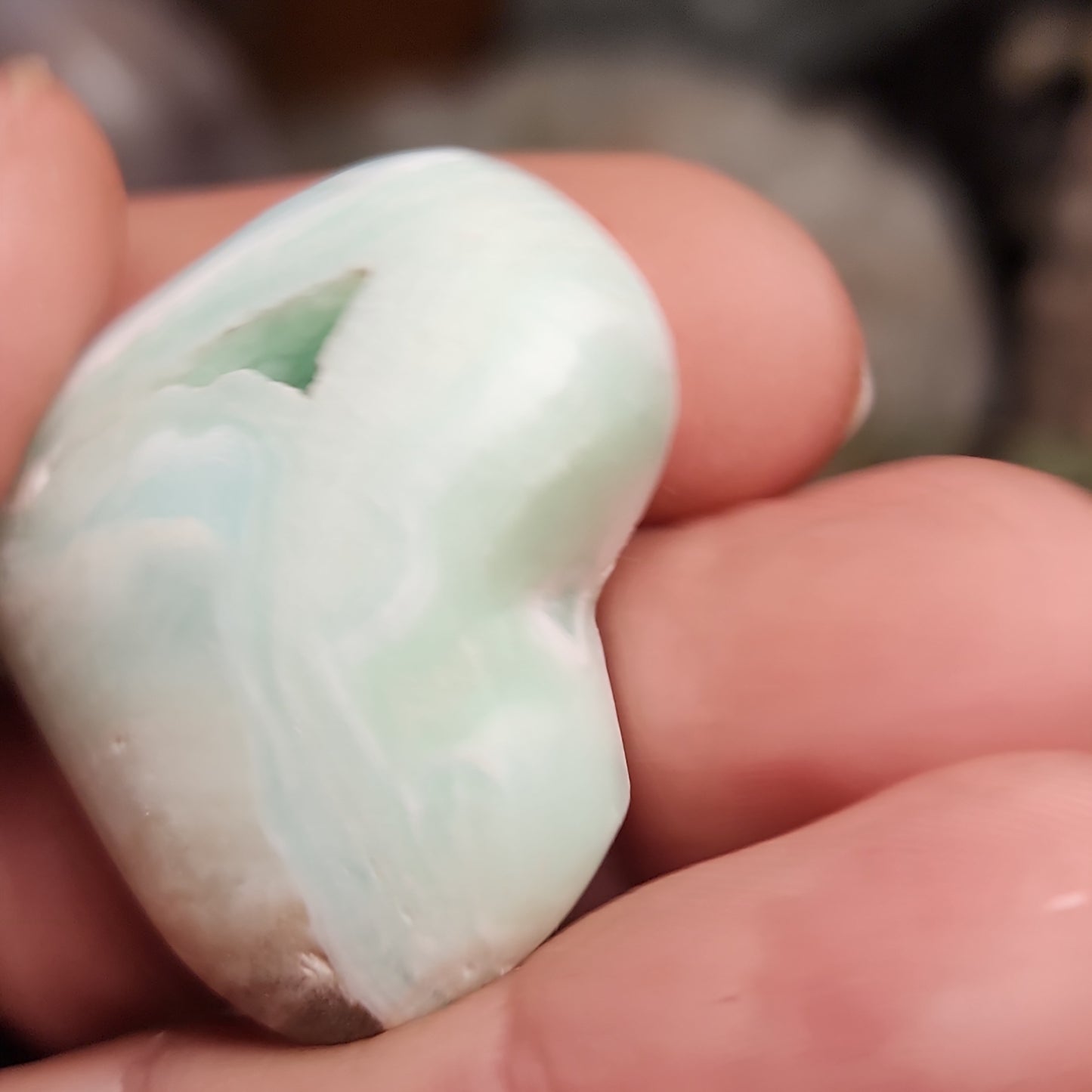 Blue Aragonite Druzy Heart