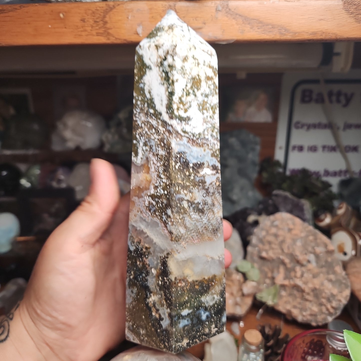 Large Chunky Ocean Jasper Tower with Portal Druzy