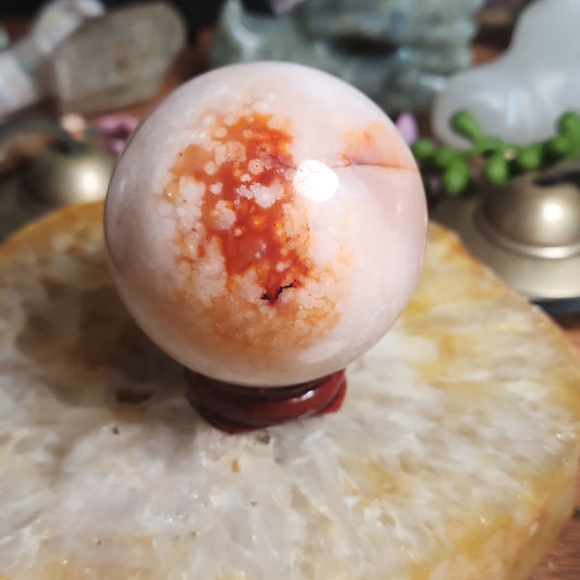 Flower Agate Carnelian Sphere