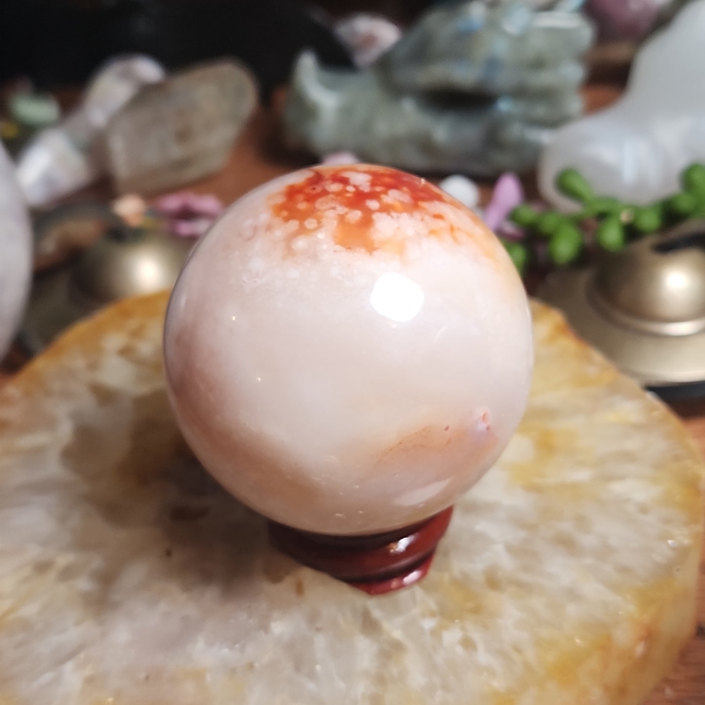 Flower Agate Carnelian Sphere