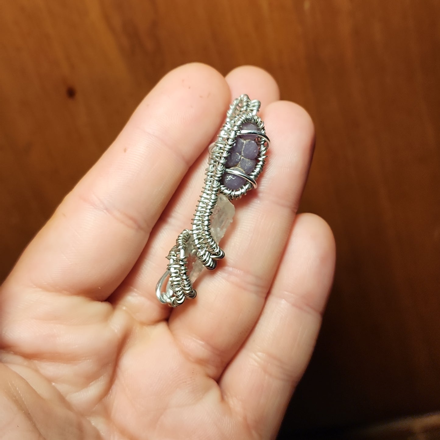 Grape Agate & Arkansas Quartz Pendant