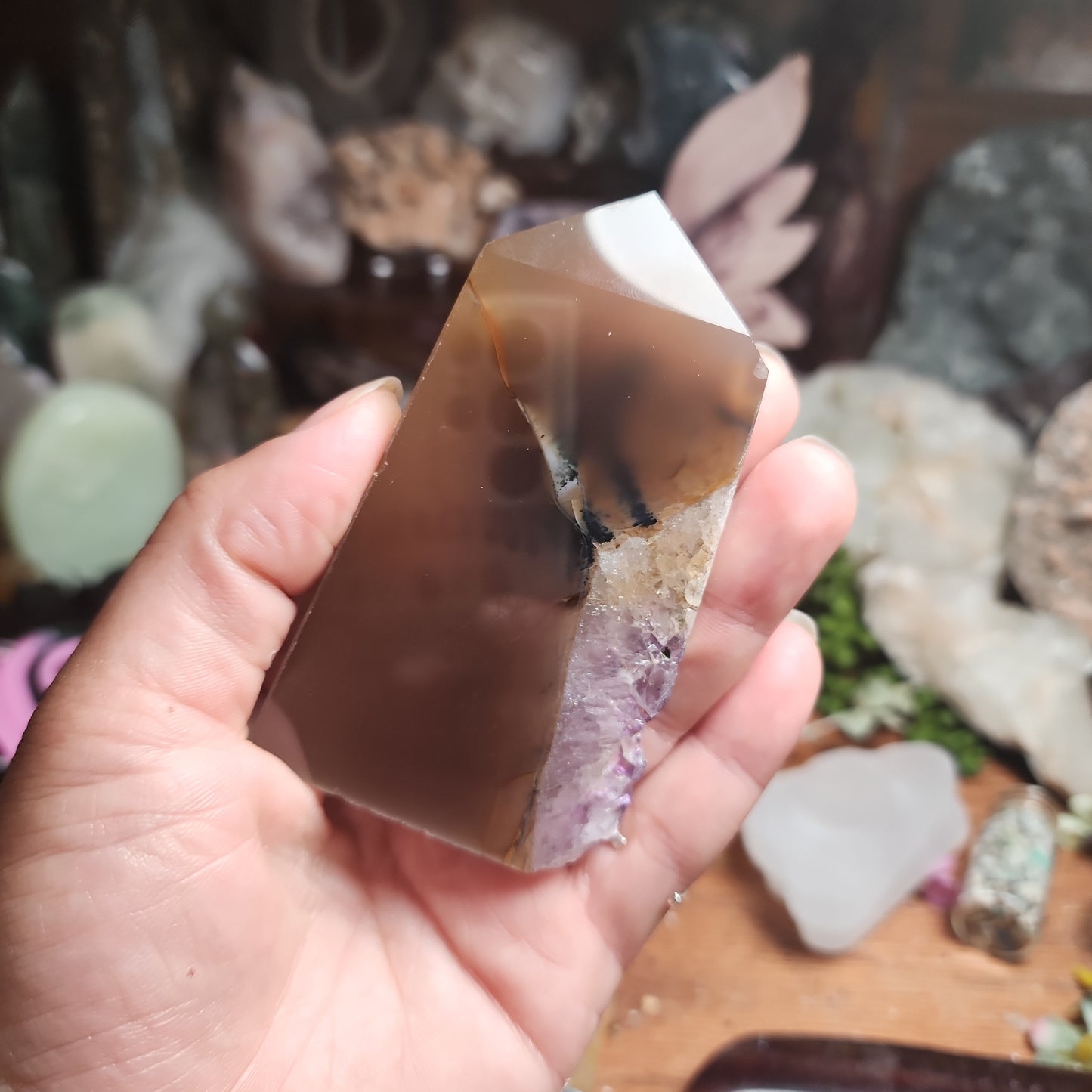 Agate Tower with Amethyst Druzy