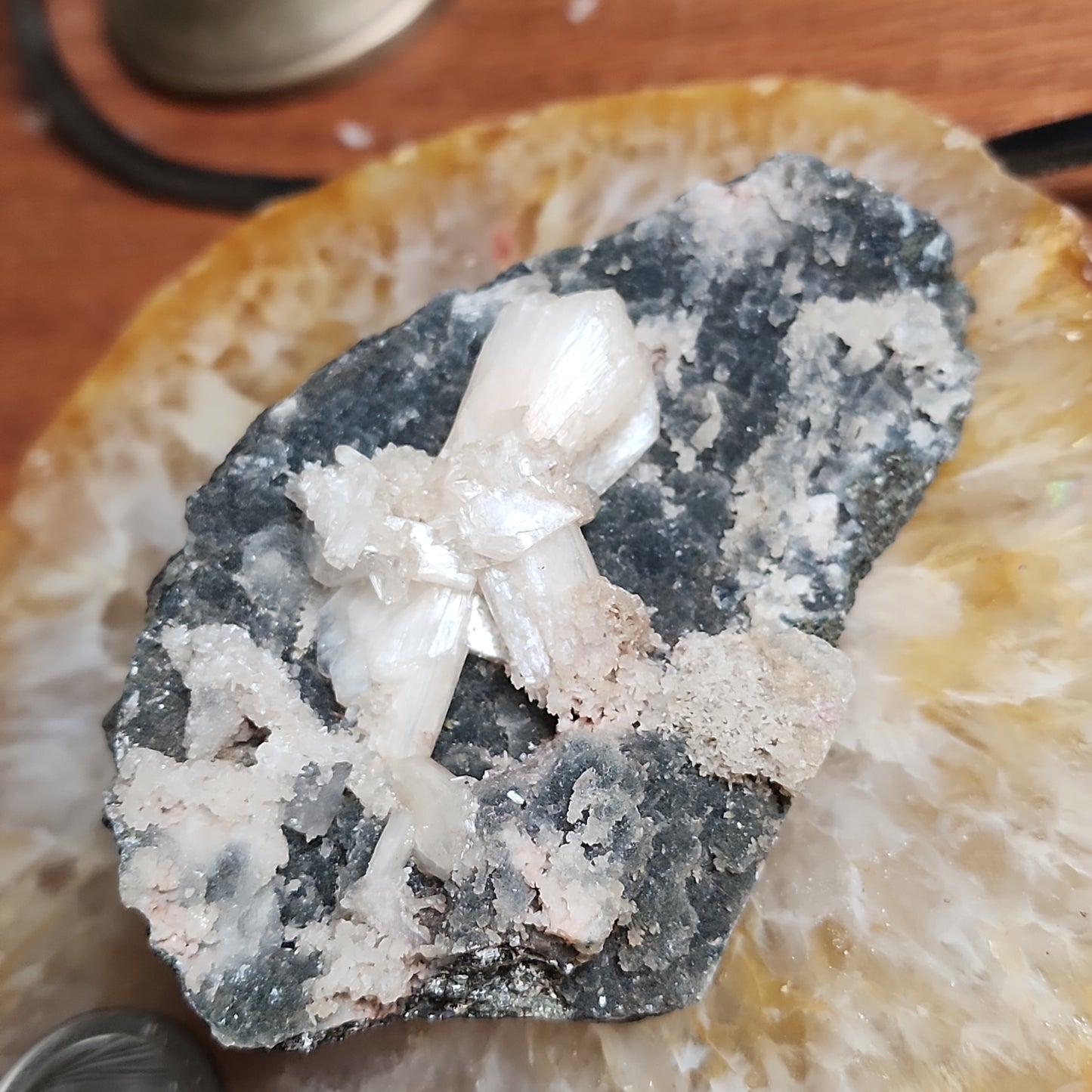 Stillbite on Chalcedony Cluster