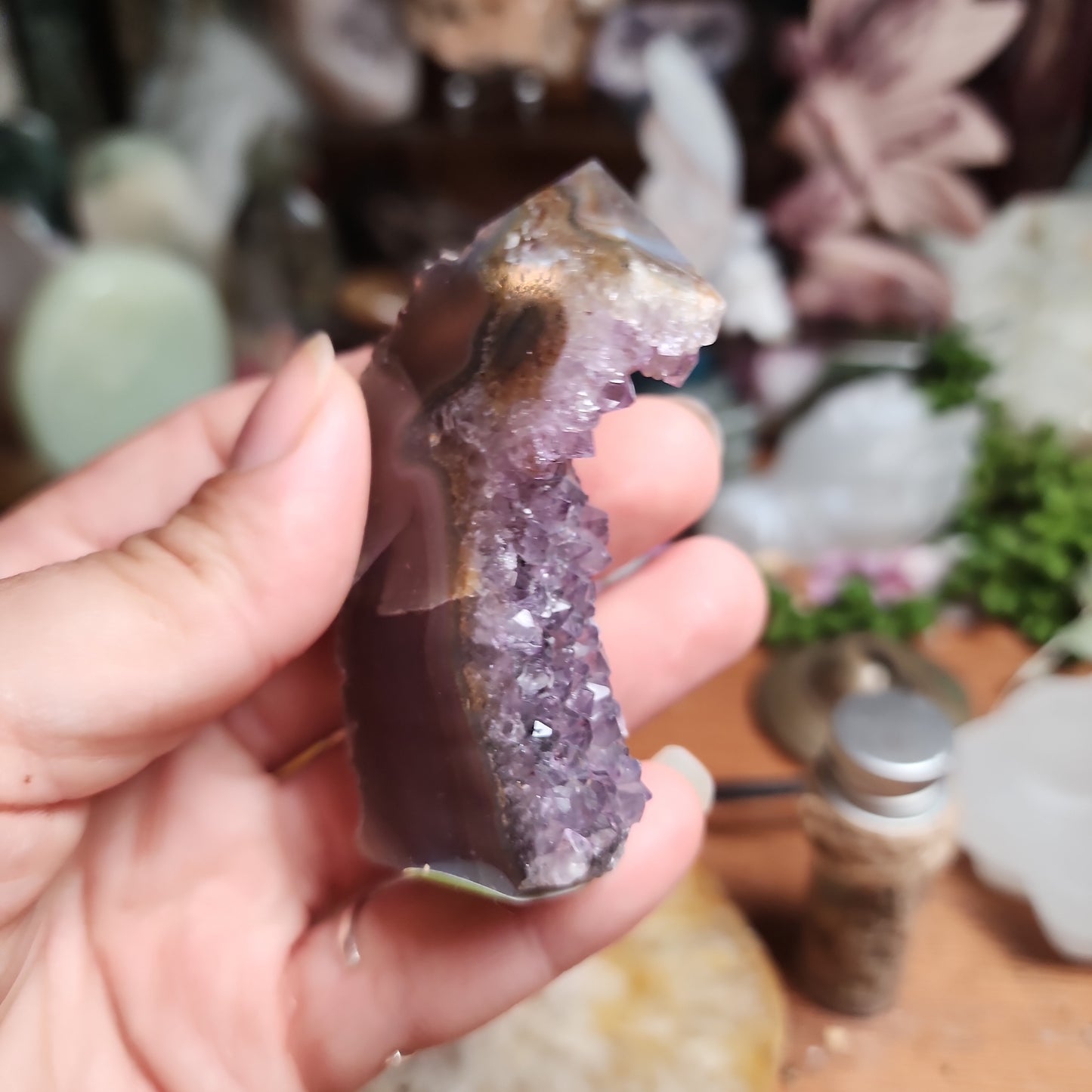 Agate Tower with Amethyst Druzy