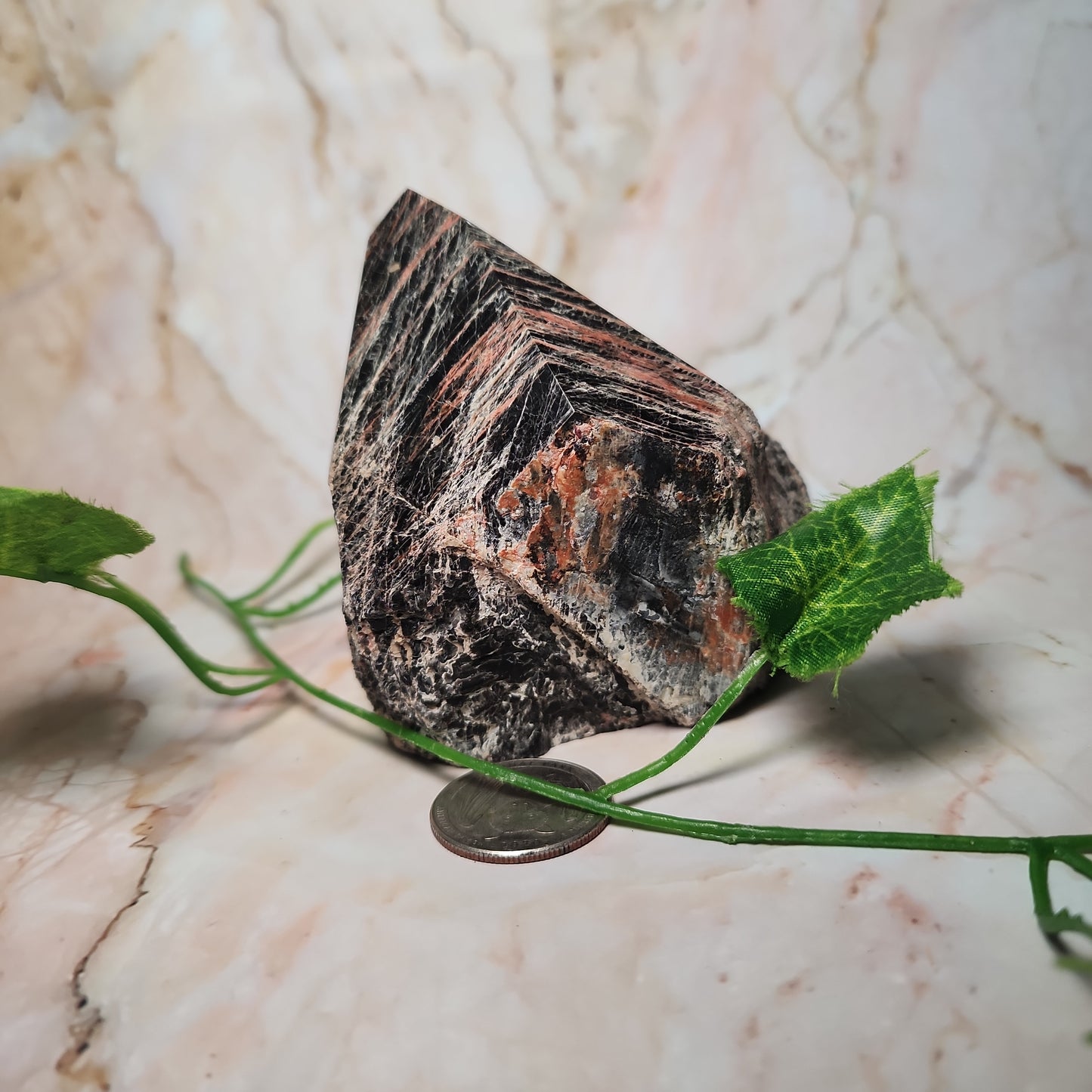 Brazilian Black Tourmaline Half Polished Tower