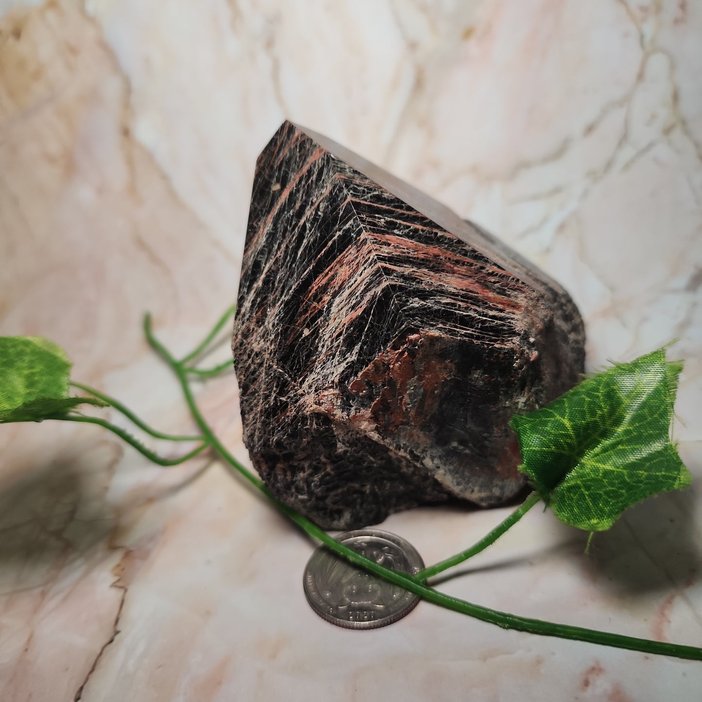 Brazilian Black Tourmaline Half Polished Tower