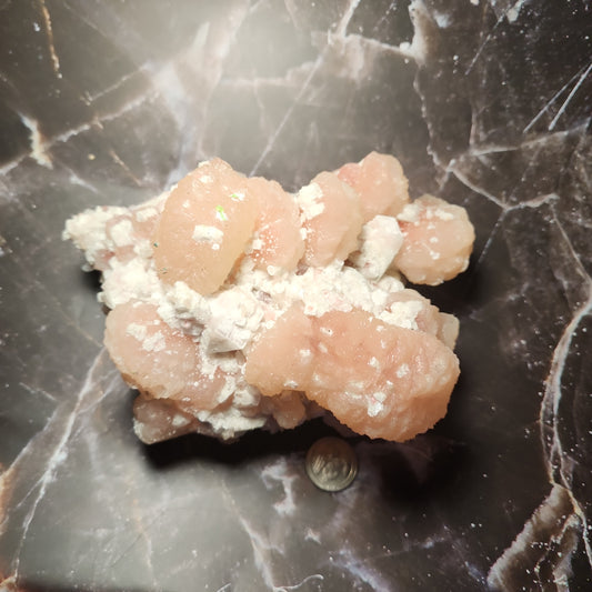 Peach Apophylite Large Cluster with Halite & Calcites