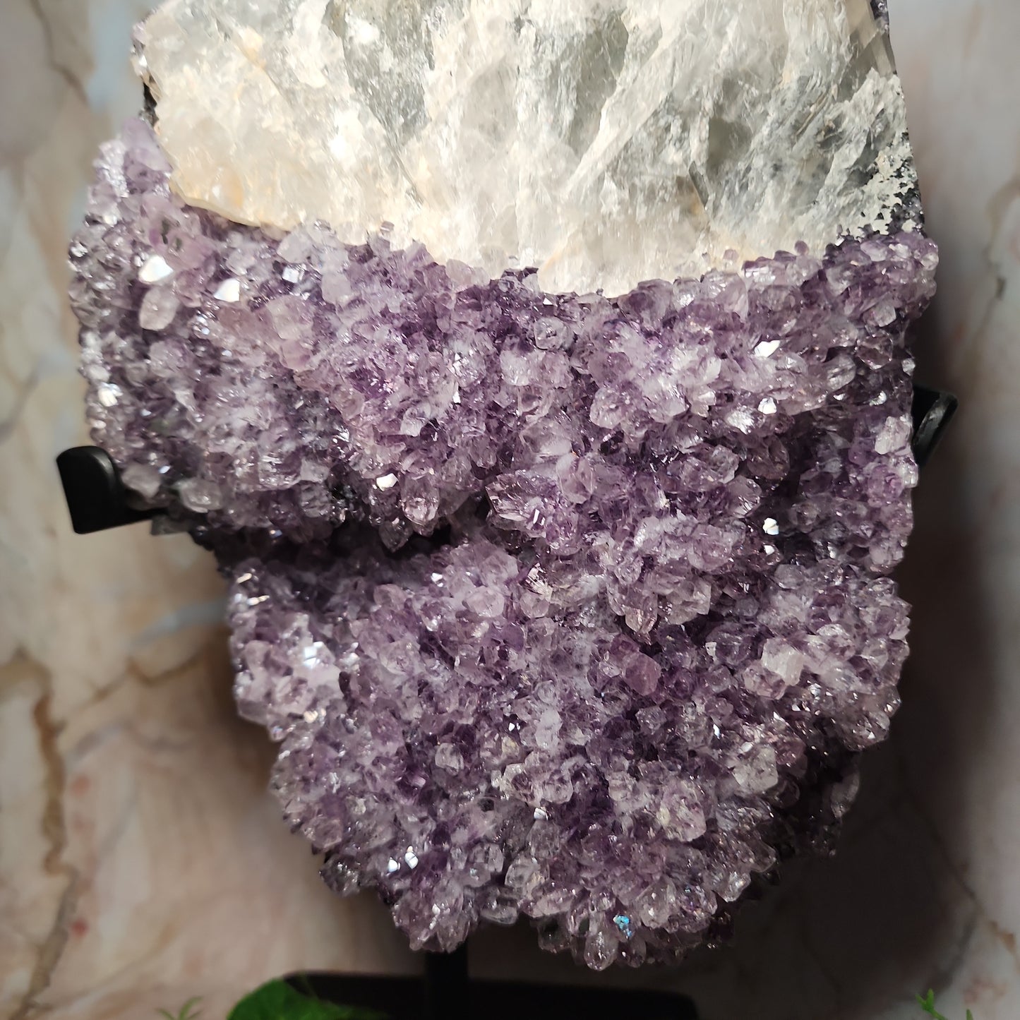 Brazilian Amethyst Large Cluster with Calcite