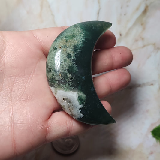 Druzy Moss Agate Moon