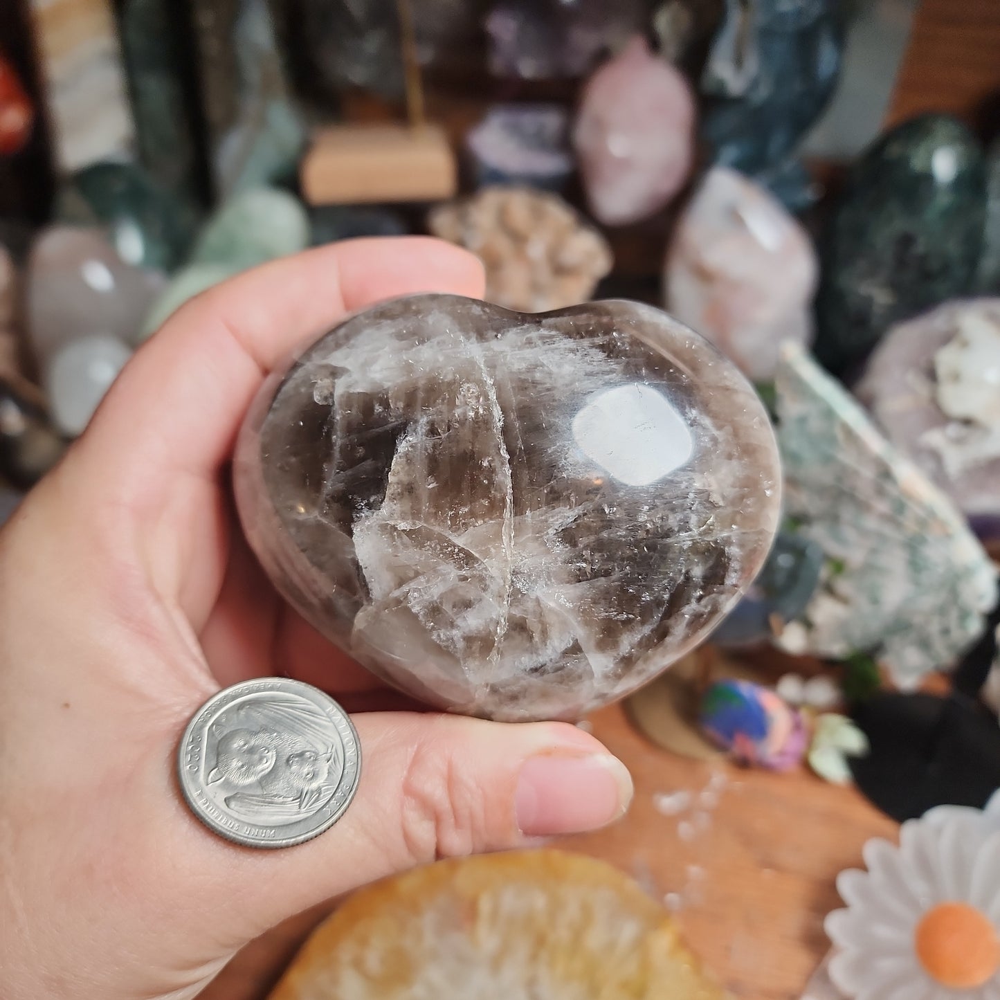 Smokey Quartz Puffy Heart