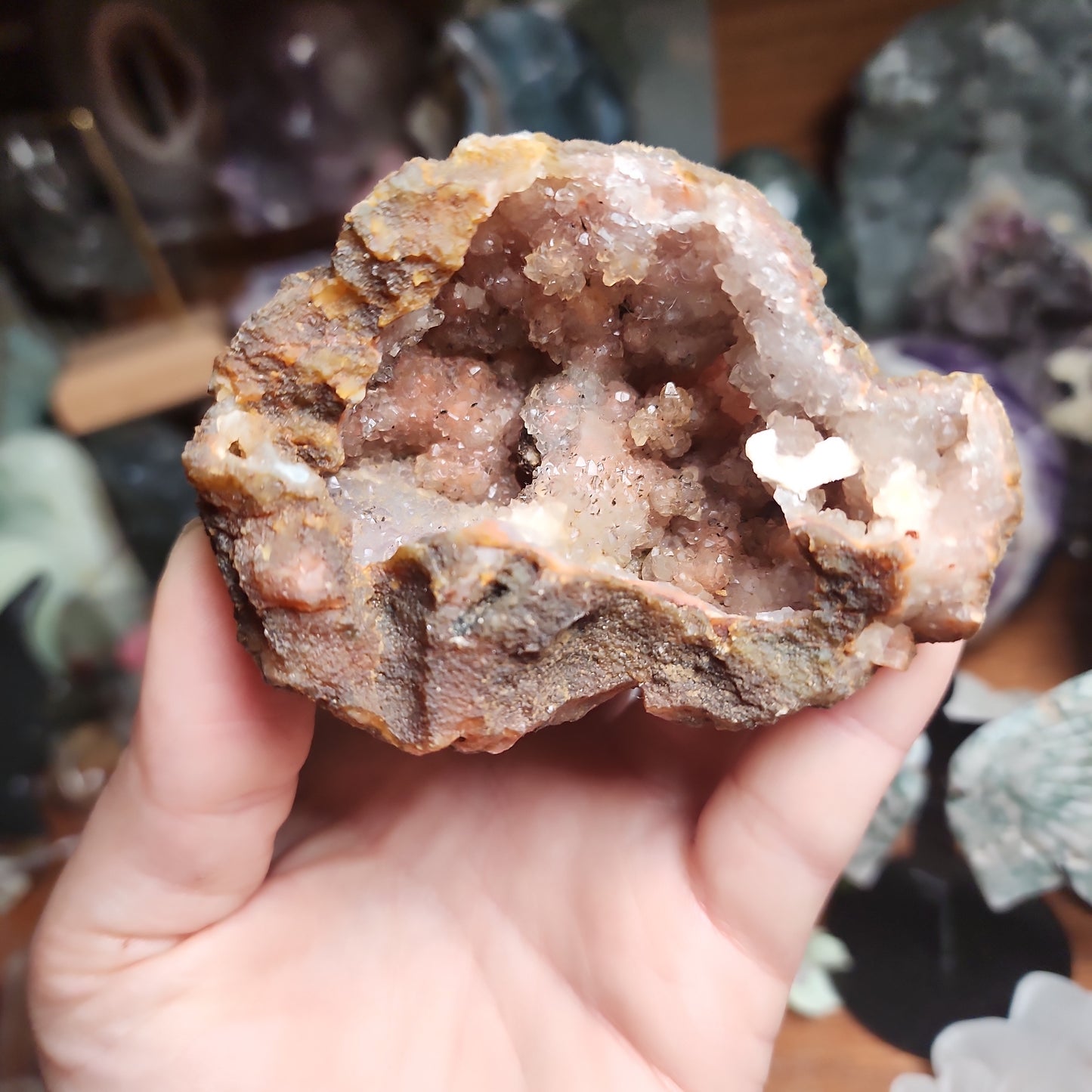 Moroccon Stallactite Pink Amethyst Cluster with Calcite