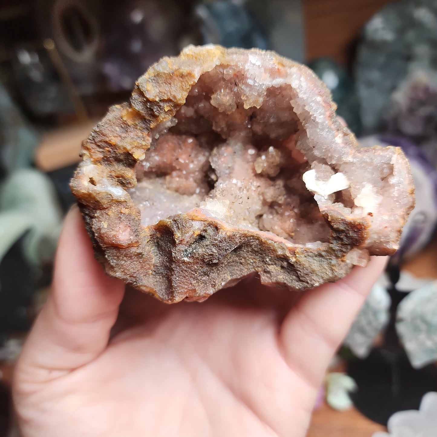 Moroccon Stallactite Pink Amethyst Cluster with Calcite