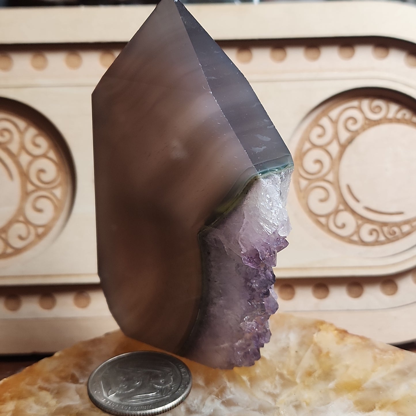 Agate Tower with Amethyst Druzy