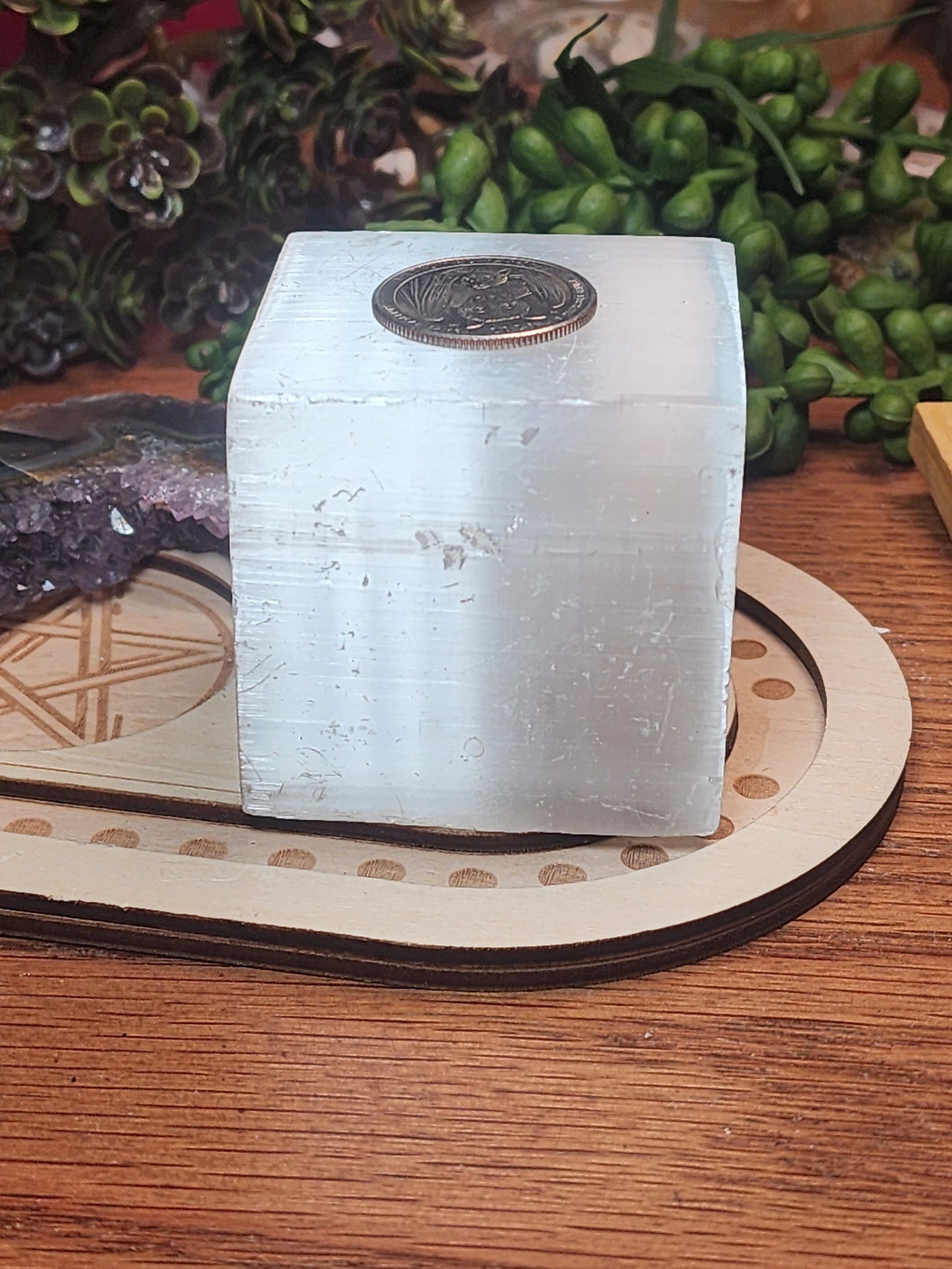 Satin Spar Charging Cube (selenite)