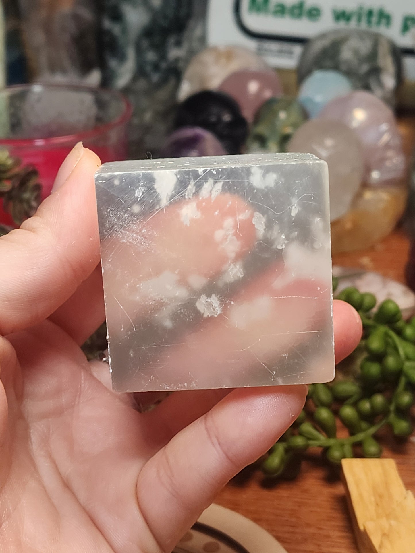 Satin Spar Charging Cube (selenite)