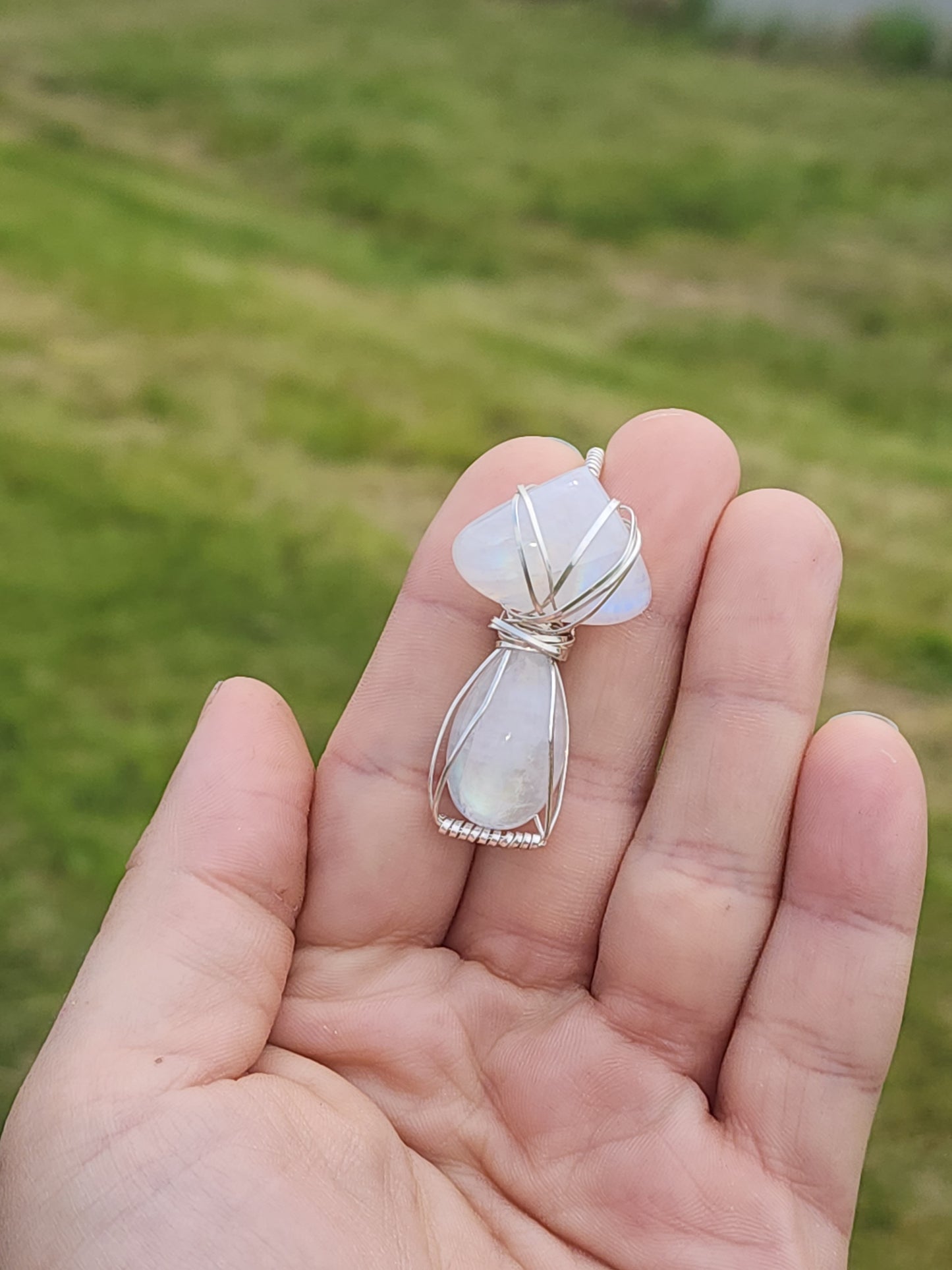 Flashy Moonstone Mushroom Pendant