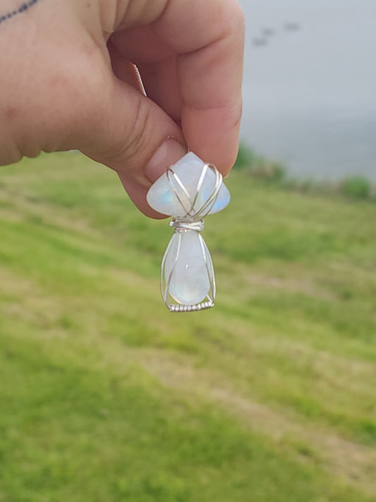 Flashy Moonstone Mushroom Pendant