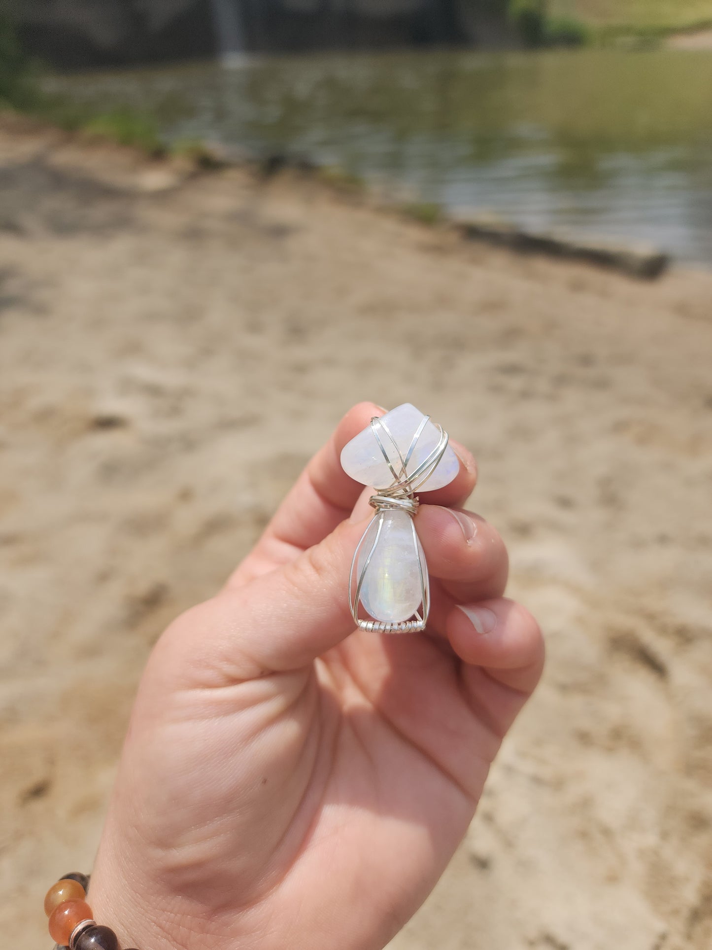 Flashy Moonstone Mushroom Pendant