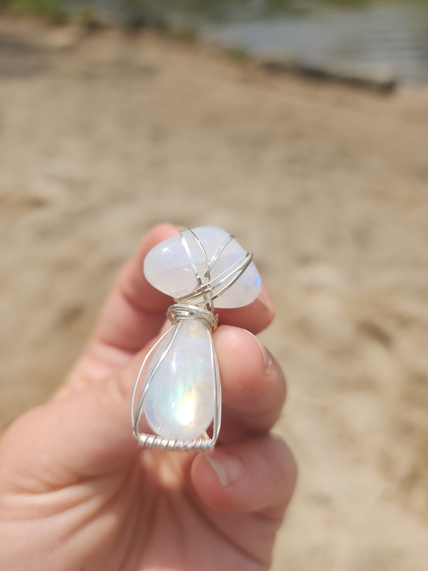 Flashy Moonstone Mushroom Pendant