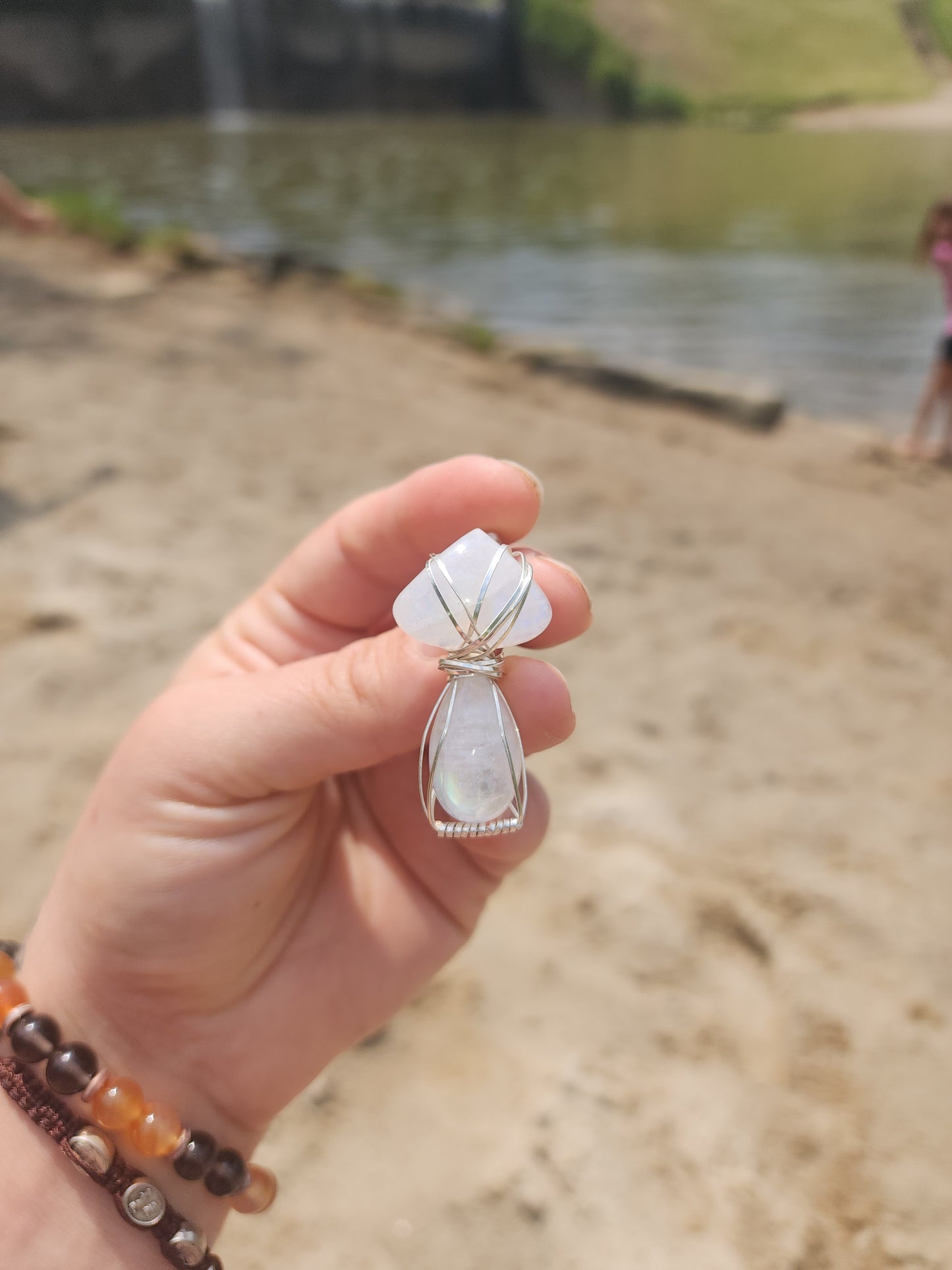 Flashy Moonstone Mushroom Pendant