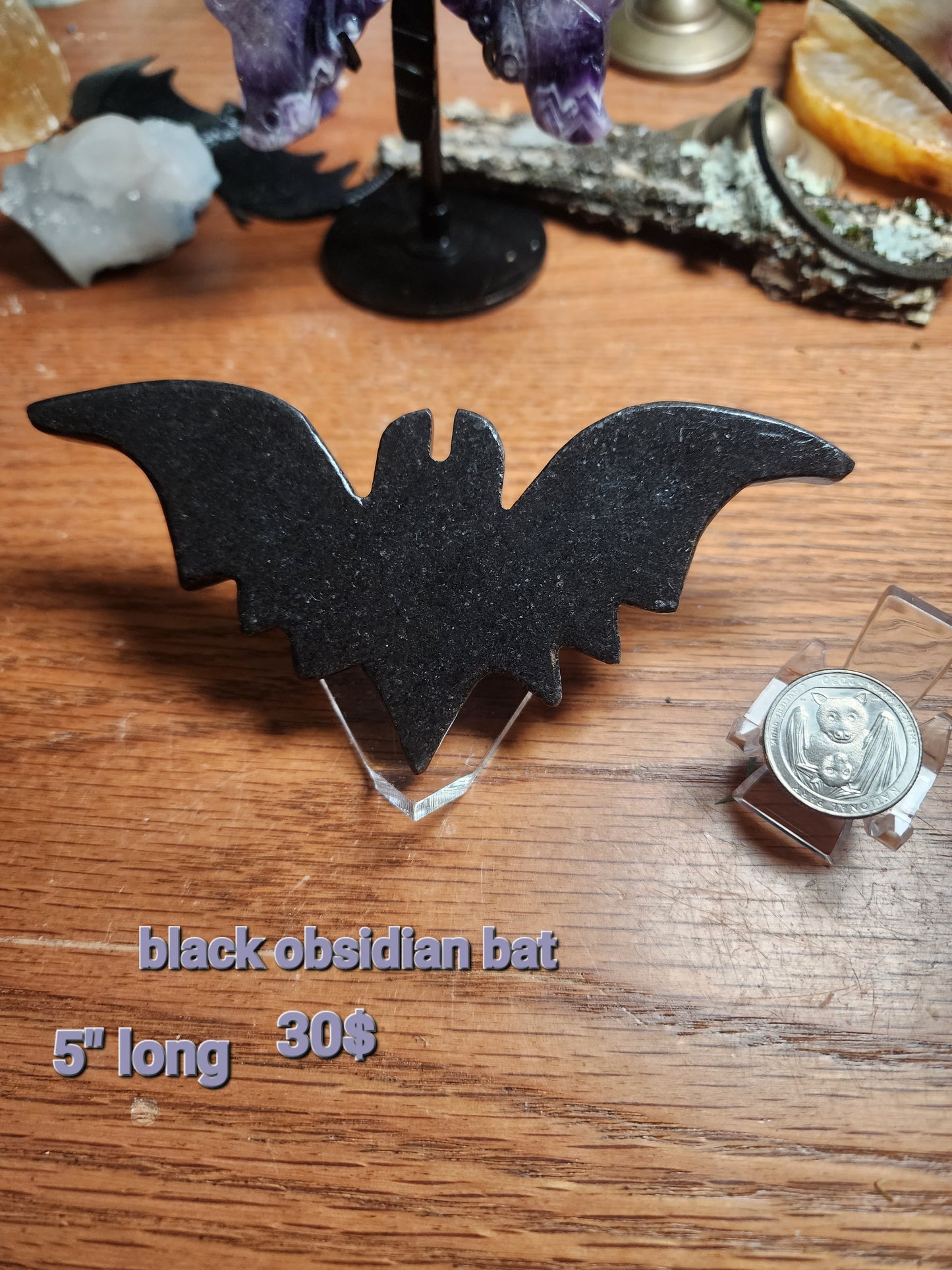 Black Obsidian Large Bat 🦇