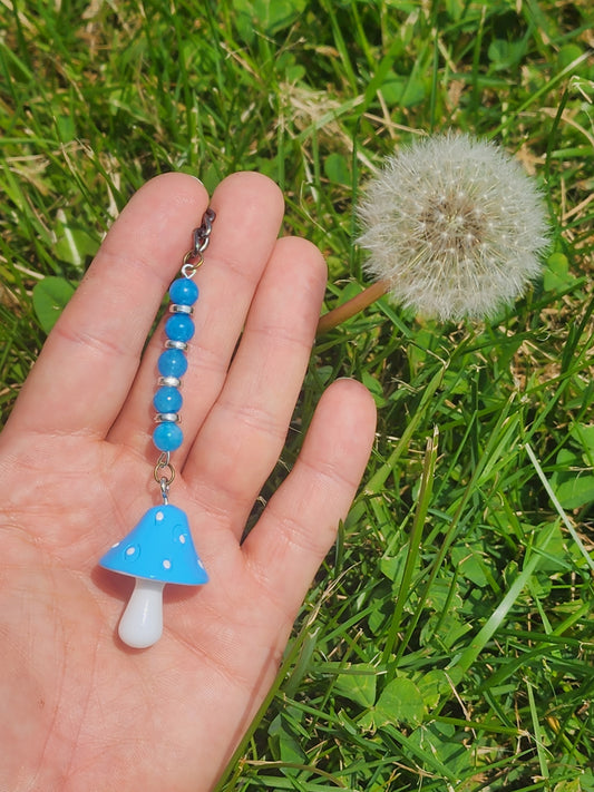 Blue Kyanite Mushroom Keychain