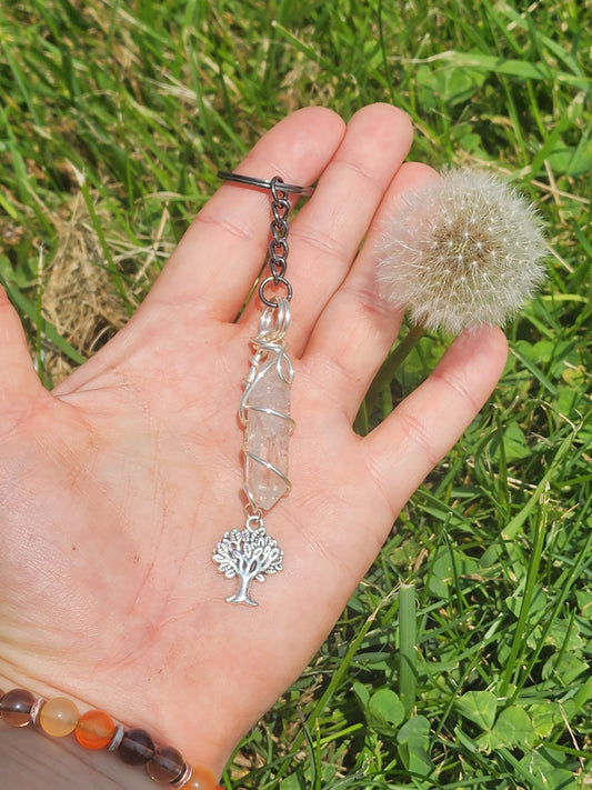 Arkansas Quartz Tree of Life Keychain