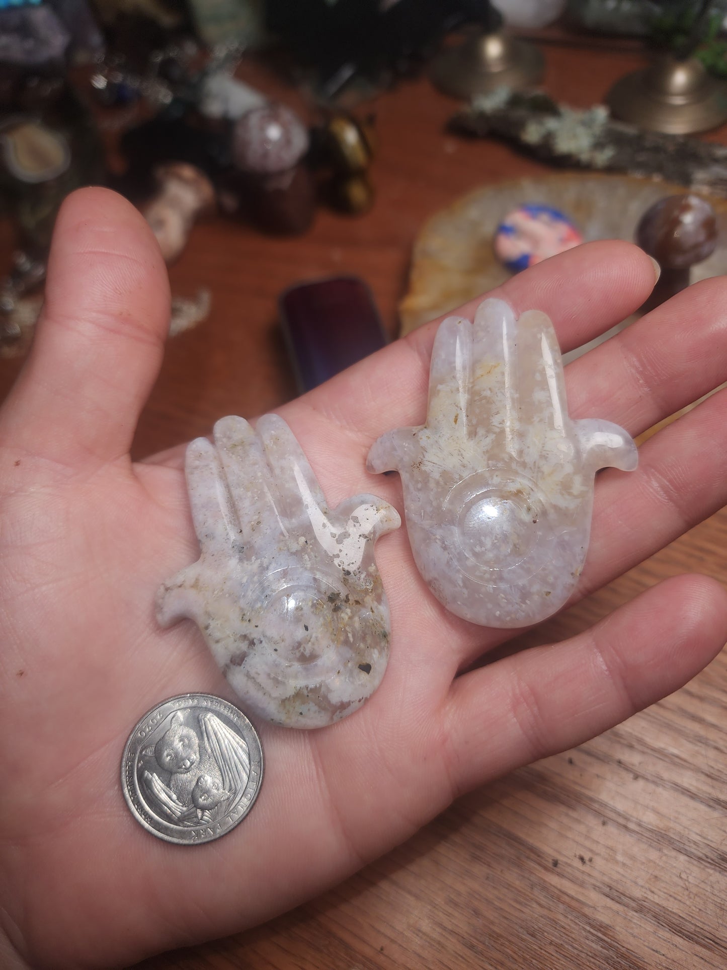 Flower Agate Evil Eye Hamsa