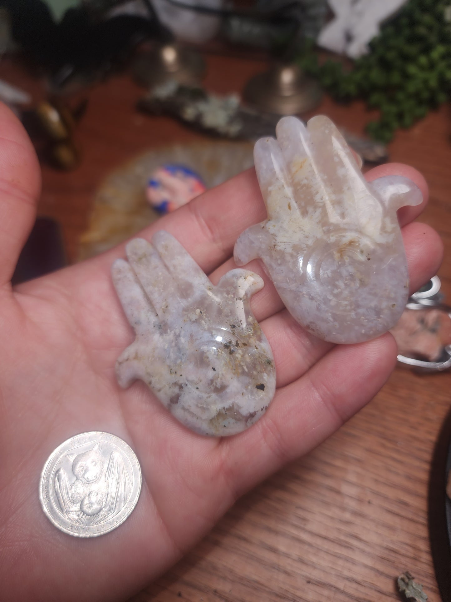 Flower Agate Evil Eye Hamsa