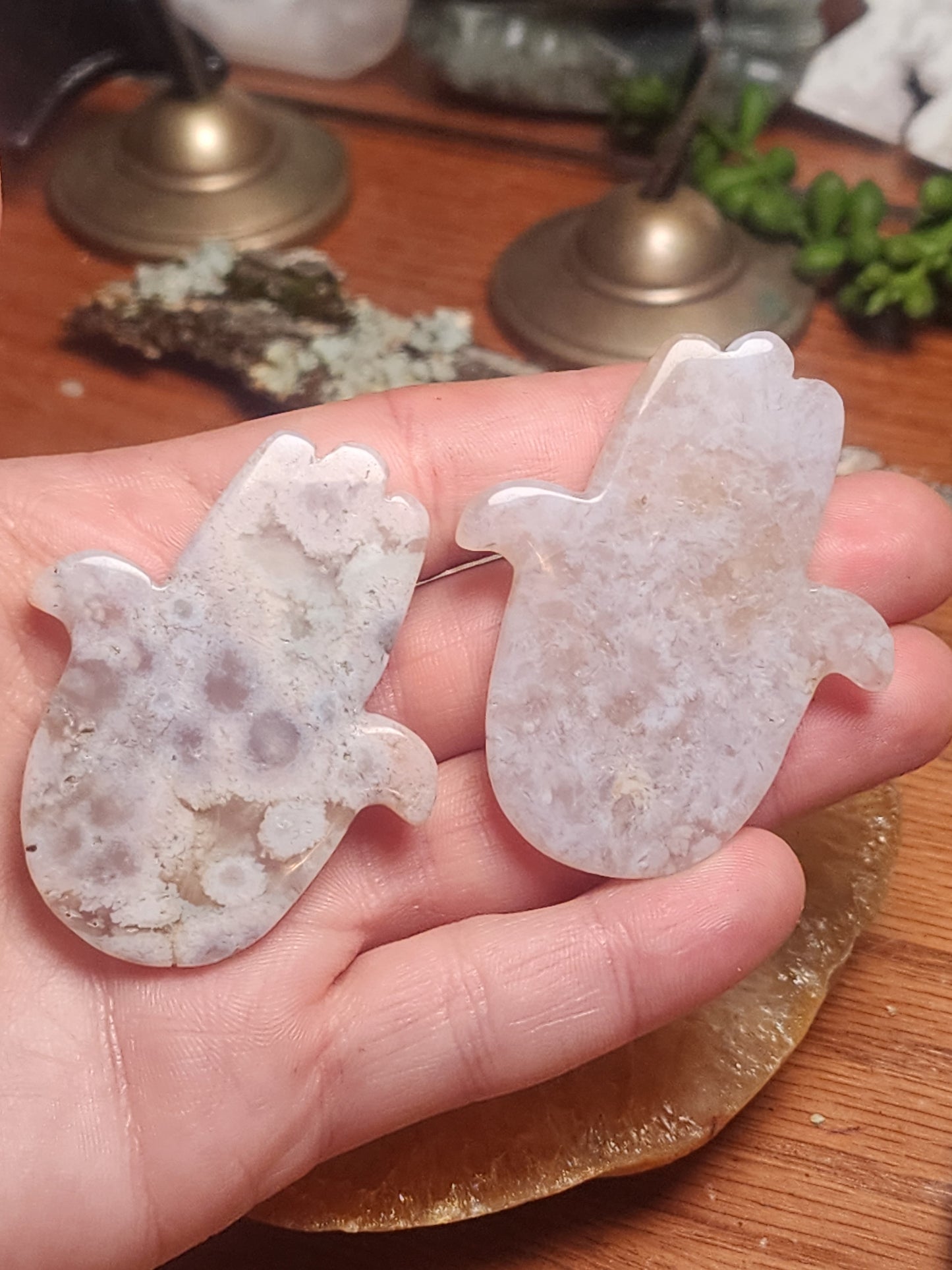 Flower Agate Evil Eye Hamsa