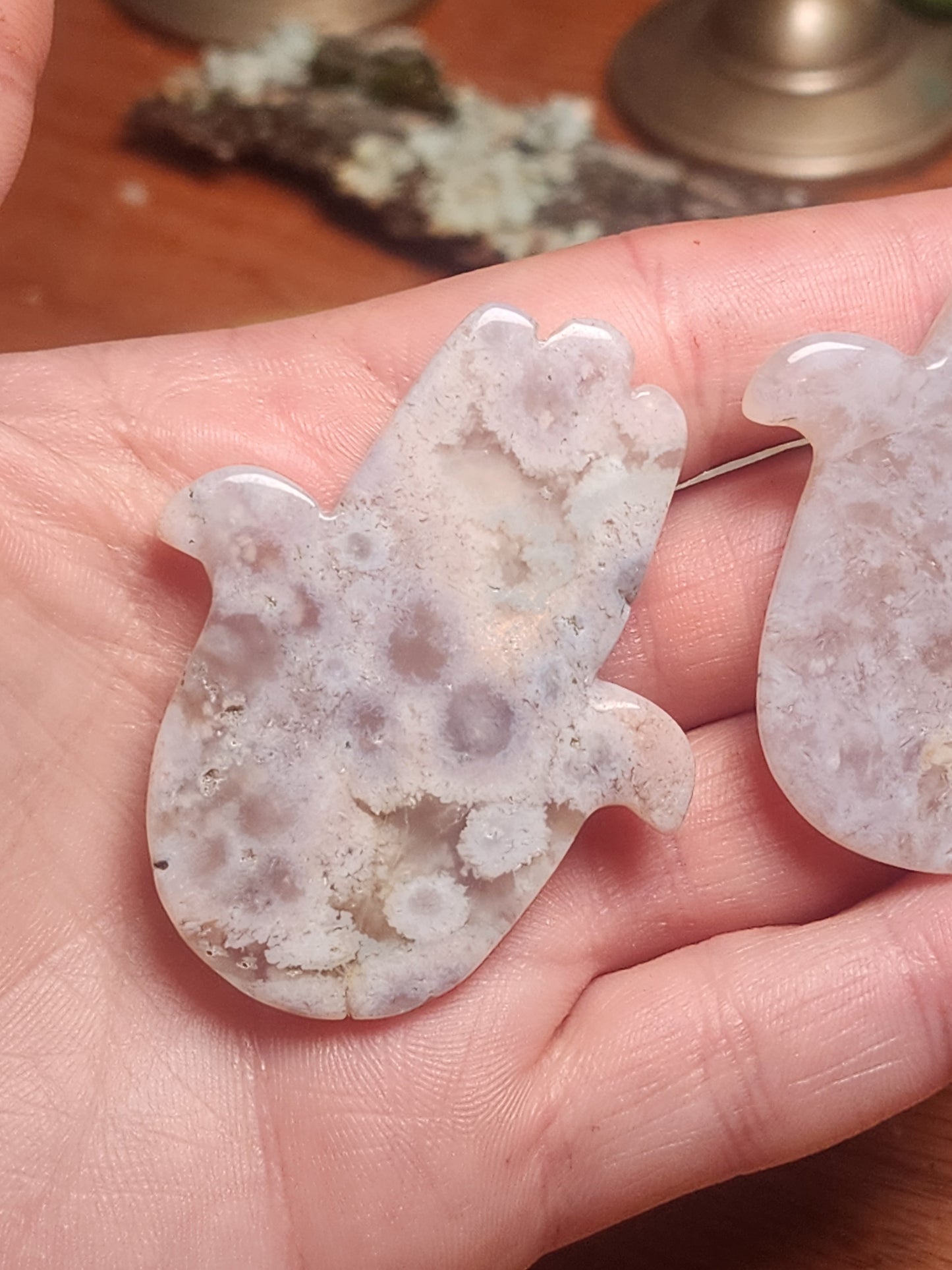 Flower Agate Evil Eye Hamsa