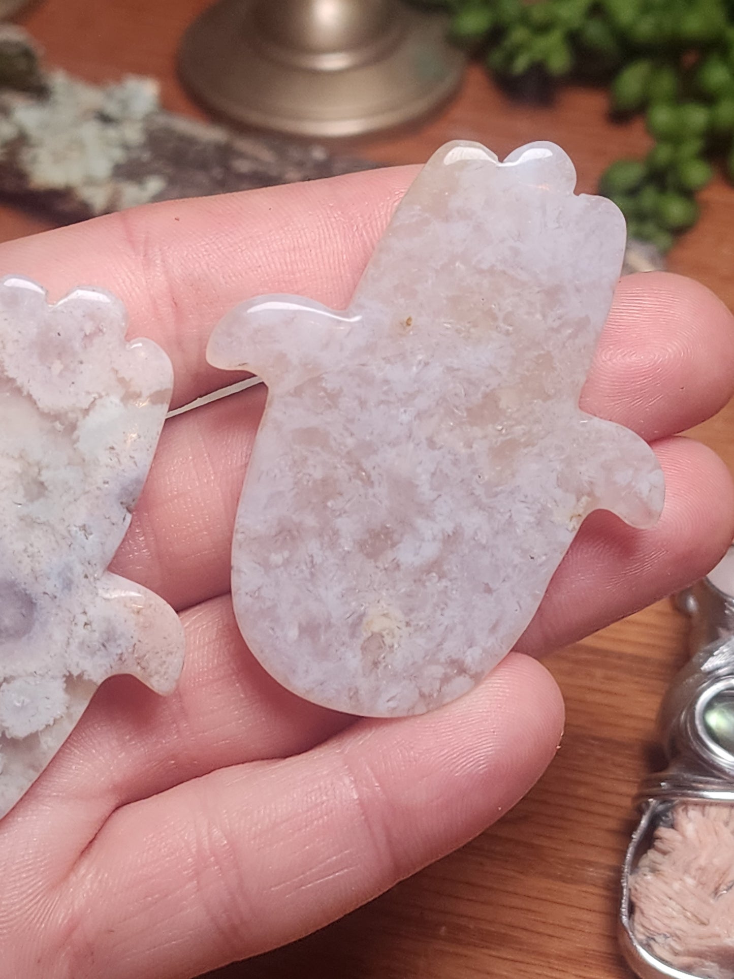 Flower Agate Evil Eye Hamsa