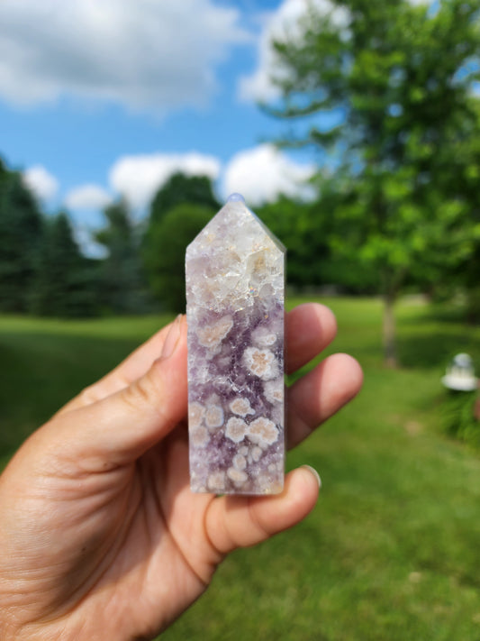 Flower Agate with Amethyst & Golden Healer