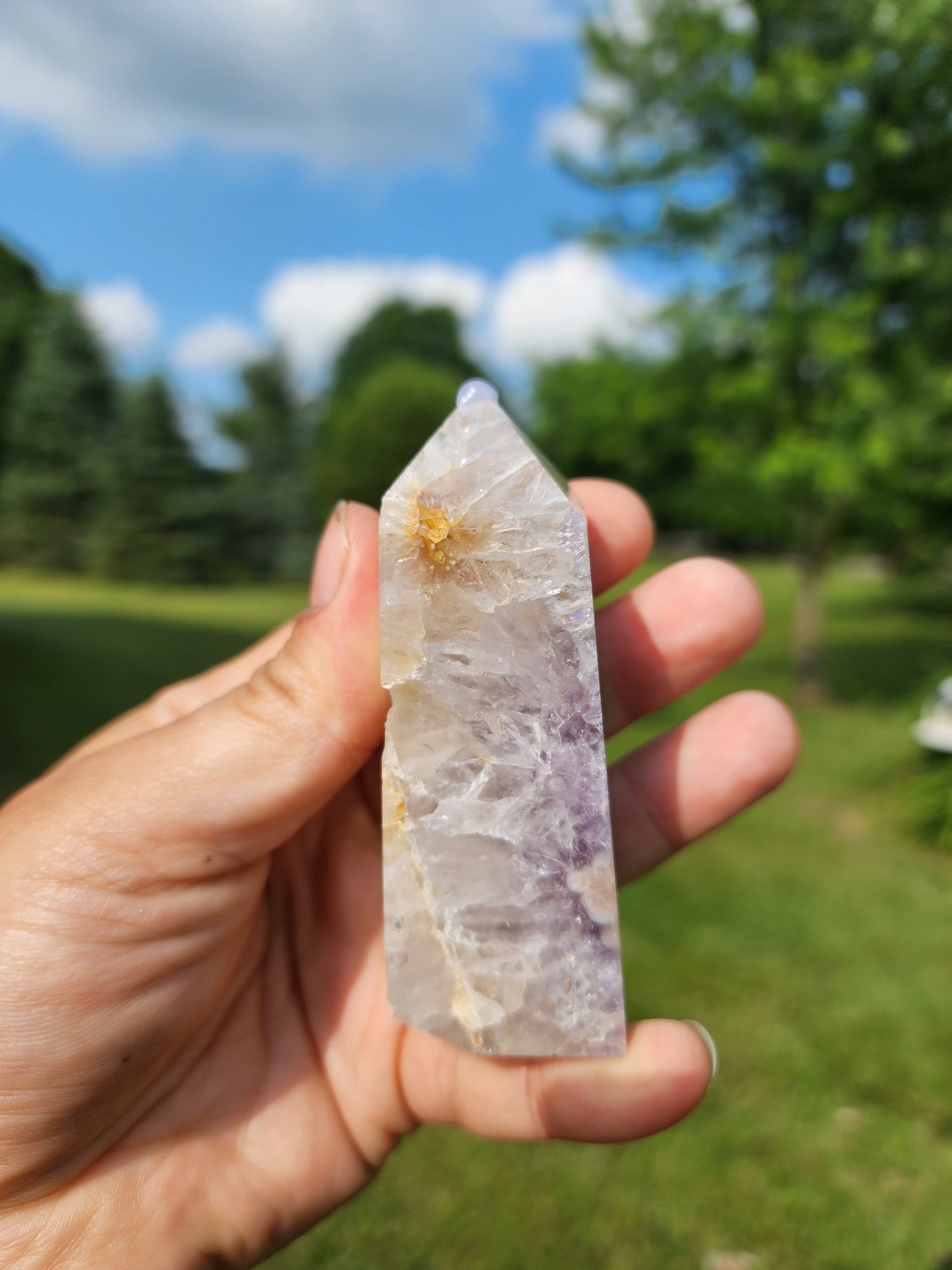 Flower Agate with Amethyst & Golden Healer