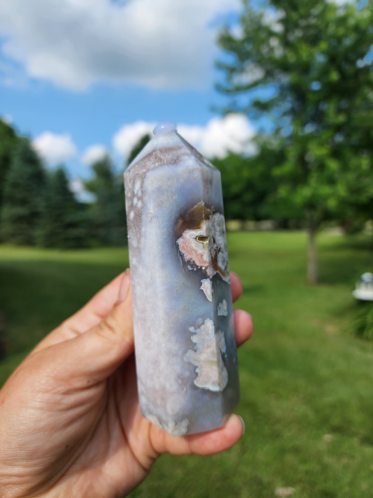 Black Flower Agate & Pink Amethyst