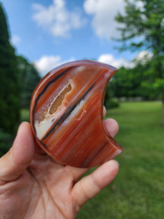 Carnelian Druzy Moon