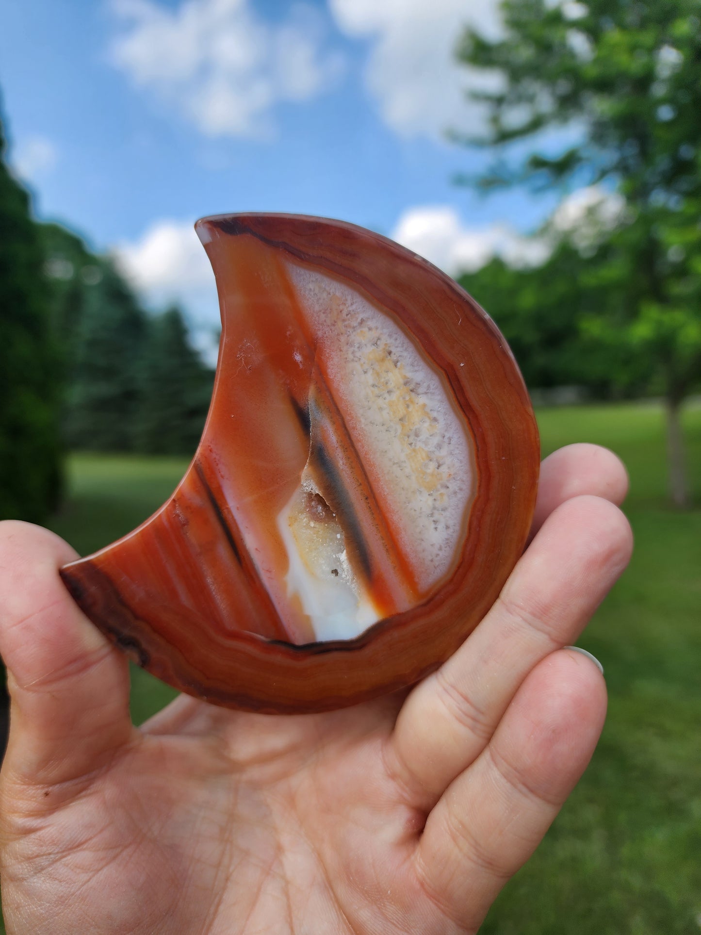 Carnelian Druzy Moon