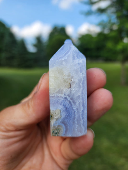 Blue Lace Agate Druzy Tower