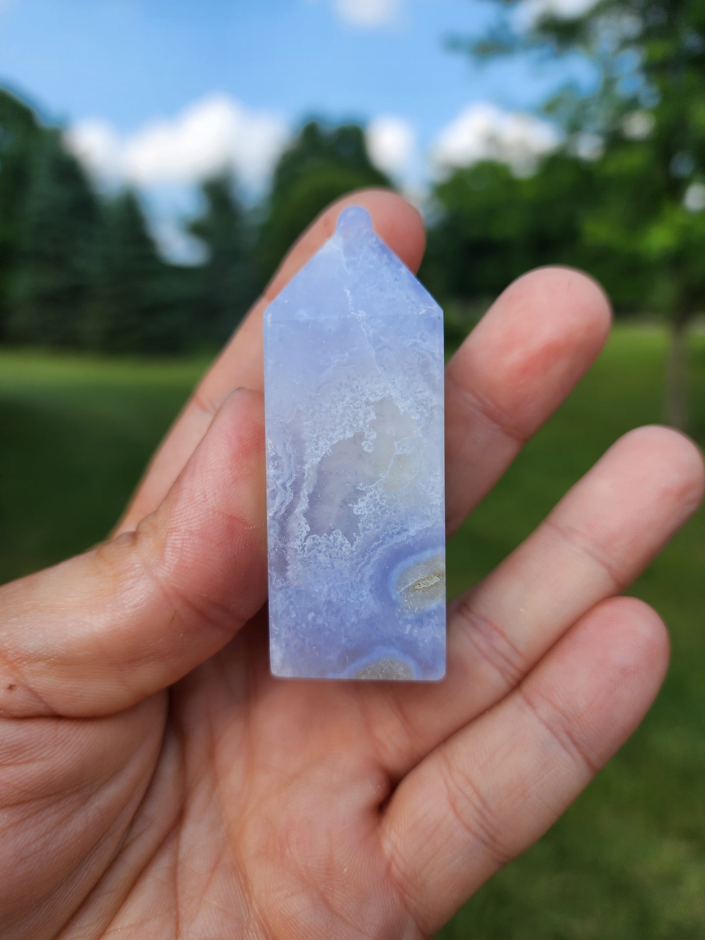 Blue Lace Agate Druzy Tower