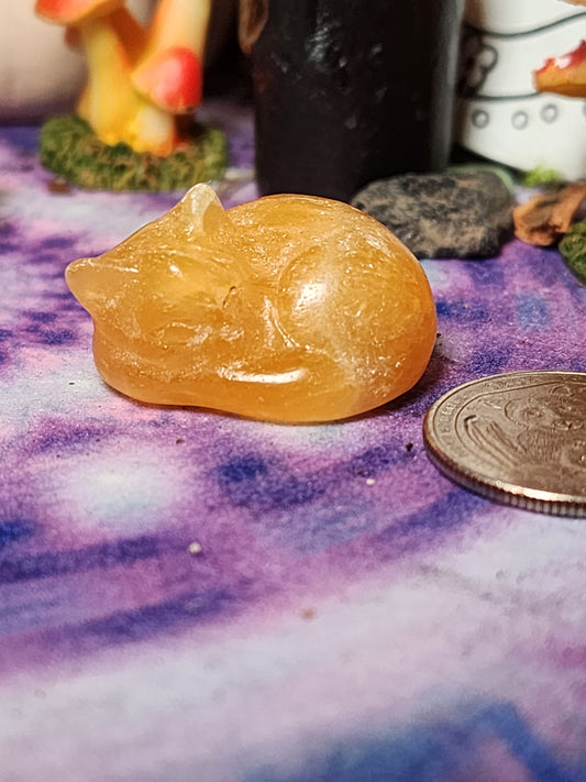 Orange Calcite Sleeping Cat