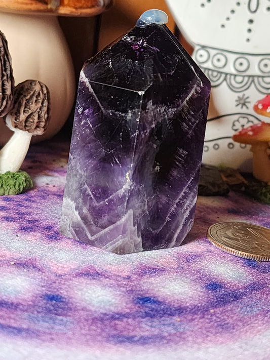 Chevron Amethyst Tower with Smokey Quartz