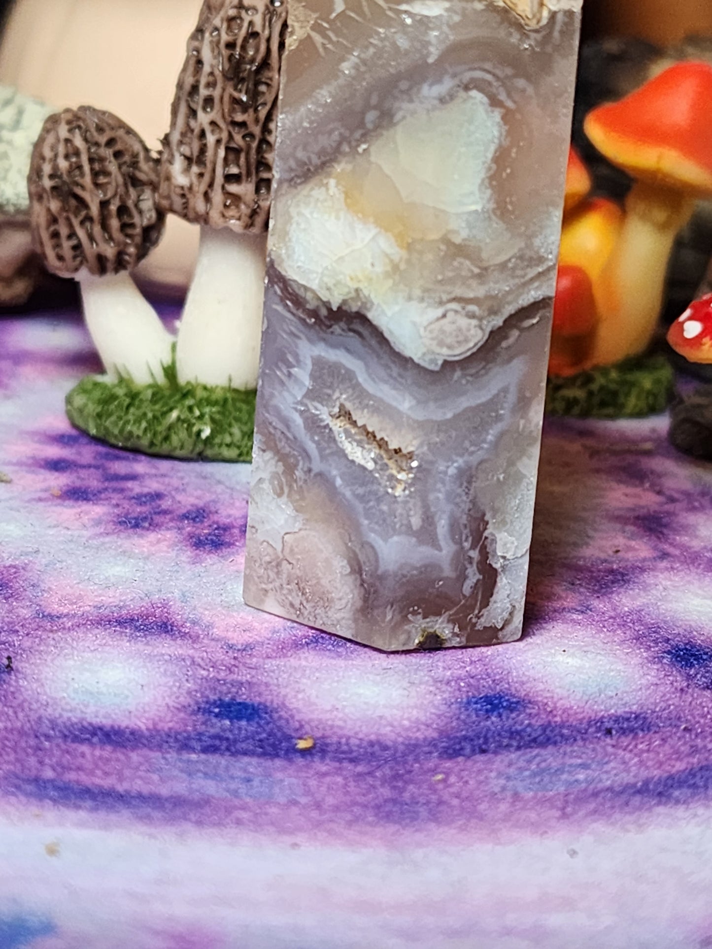 Green Flower Agate Druzy Tower