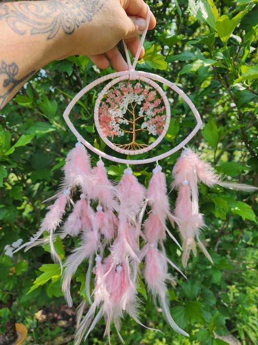 Rose Quartz & Clear Quartz Dream Catcher