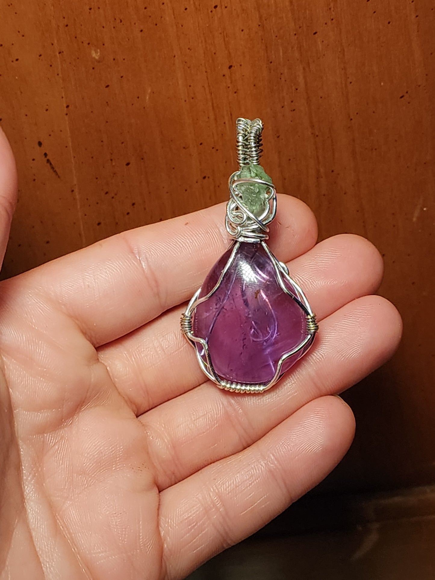 Brazilian Amethyst & Moldavite Pendant