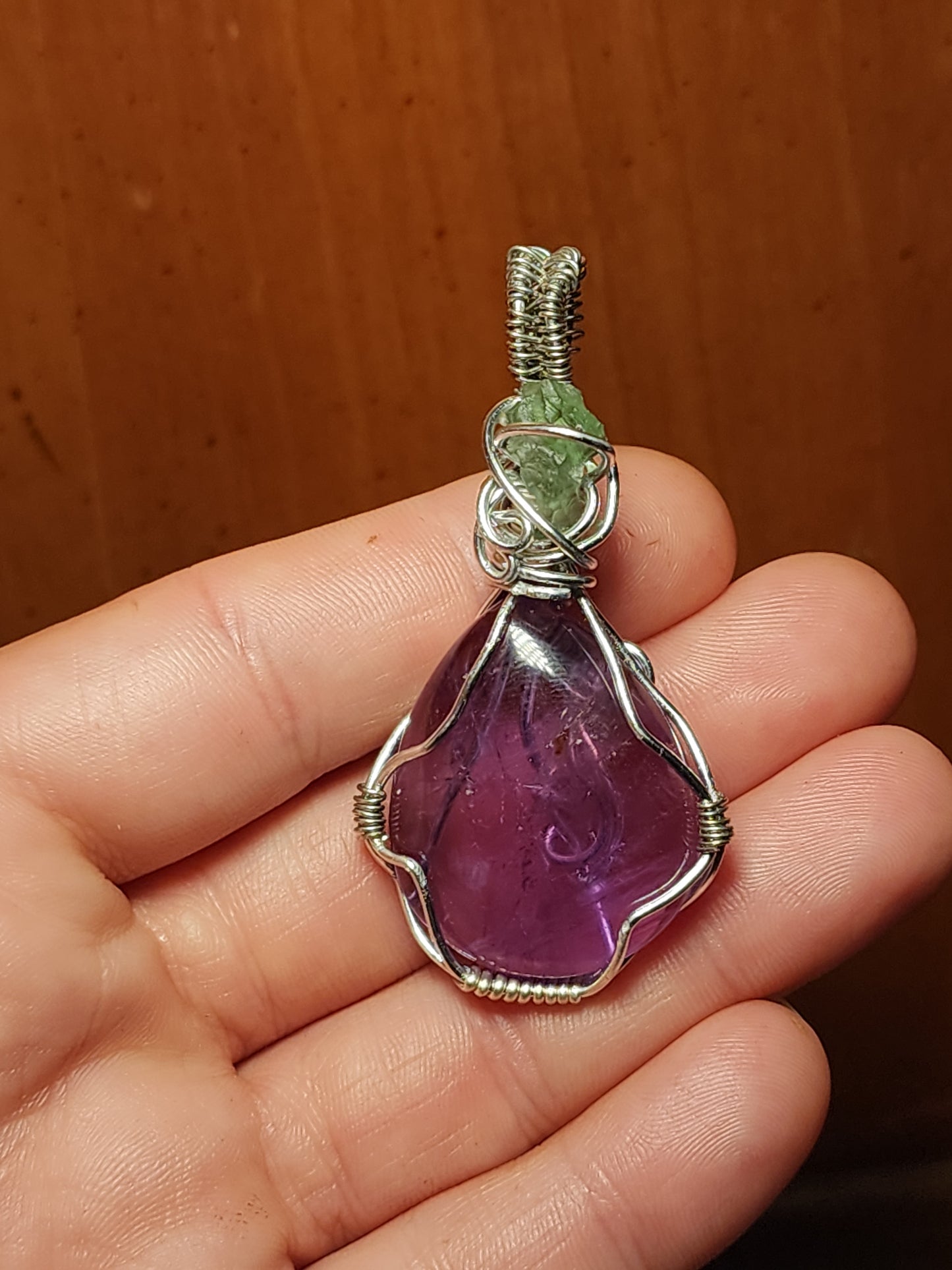 Brazilian Amethyst & Moldavite Pendant