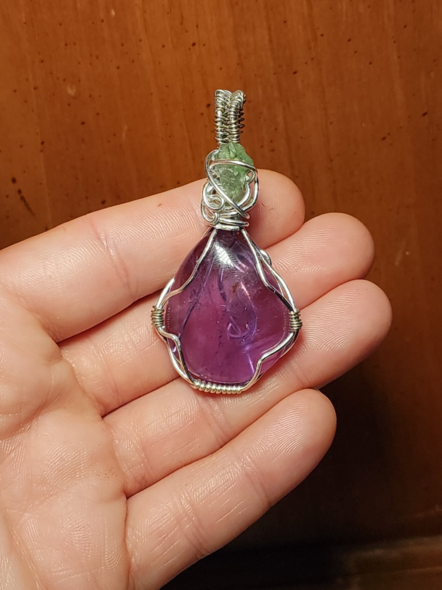 Brazilian Amethyst & Moldavite Pendant