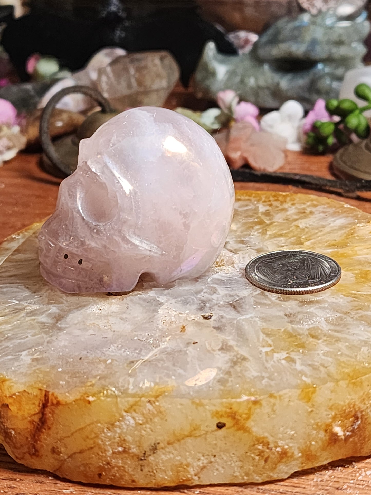 Aura Rose Quartz Skull